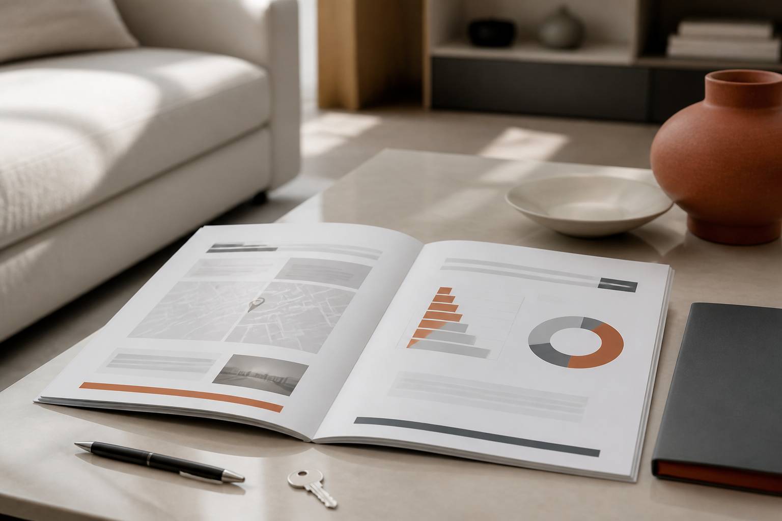 Dossier de diagnostic immobilier avec plan et clés