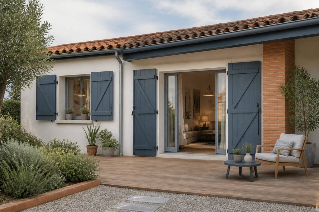 Maison à louer lumineuse avec jardin et terrasse en bois