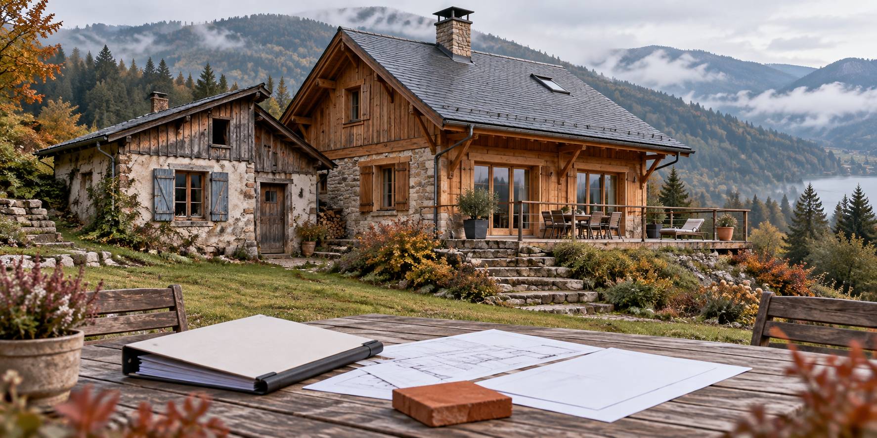 Illustration éditoriale du sujet : Chalet dans les Vosges : prix, secteurs et diagnostics