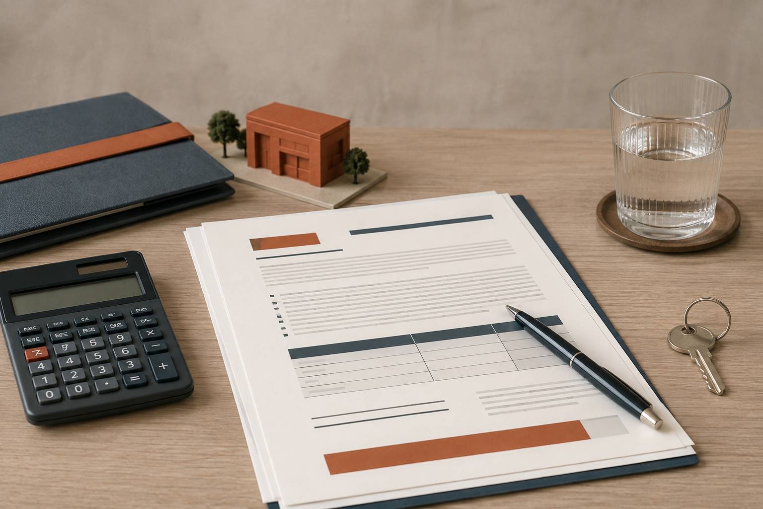 Contrat de bail commercial signé avec clé et stylo sur bureau