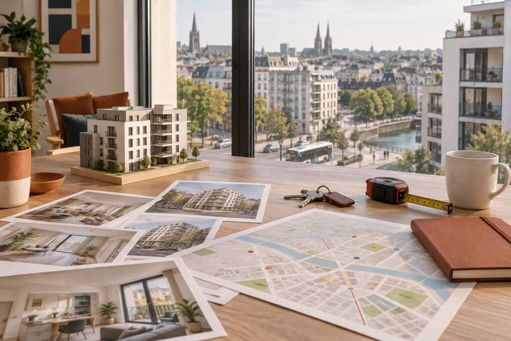 Illustration éditoriale du sujet : Location appartement à Rennes : prix et quartiers à cibler