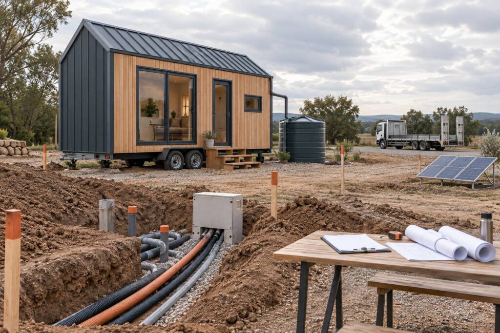 Illustration éditoriale du sujet : Tiny house : prix moyen constaté et postes de dépense